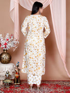 Printed Cotton Kurta and Pant Set with Mulmul Dupatta