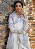 Blue Procion Printed Mulmul Anarkali Gown with Dupatta