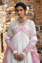 Pink Procion Printed Mulmul Anarkali Gown with Dupatta