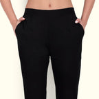 Black Stretchable Cotton Pant