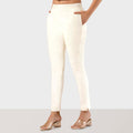 Off White Stretchable Cotton Pant