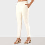 Off White Stretchable Cotton Pant