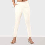 Off White Stretchable Cotton Pant