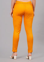 Orange Stretchable Cotton Pant