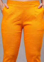 Orange Stretchable Cotton Pant