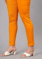 Orange Stretchable Cotton Pant