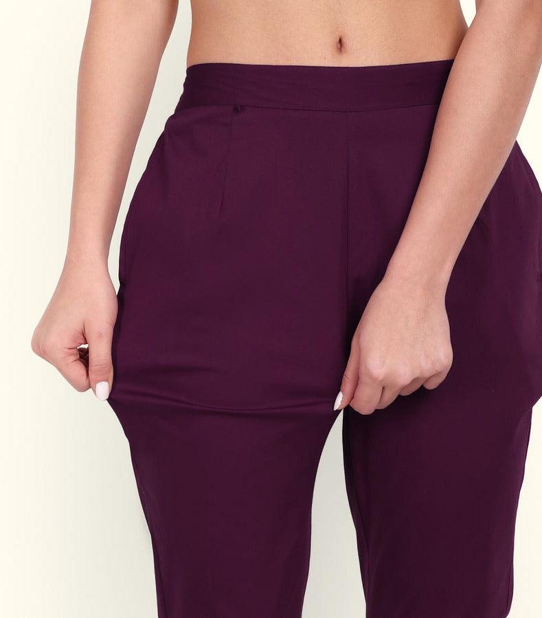 Wine Berry Stretchable Cotton Pant