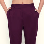 Wine Berry Stretchable Cotton Pant