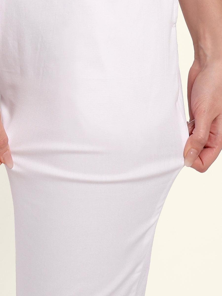White Stretchable Cotton Pant