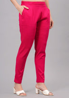 Pink Stretchable Cotton Pant