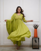Cotton Embroidered Kurta And Sequence Work Set For Women