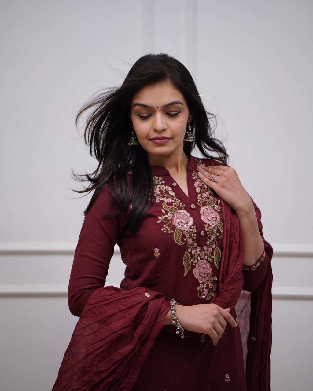 Beautiful Pure Cotton Super Dyed Embroidery Suit