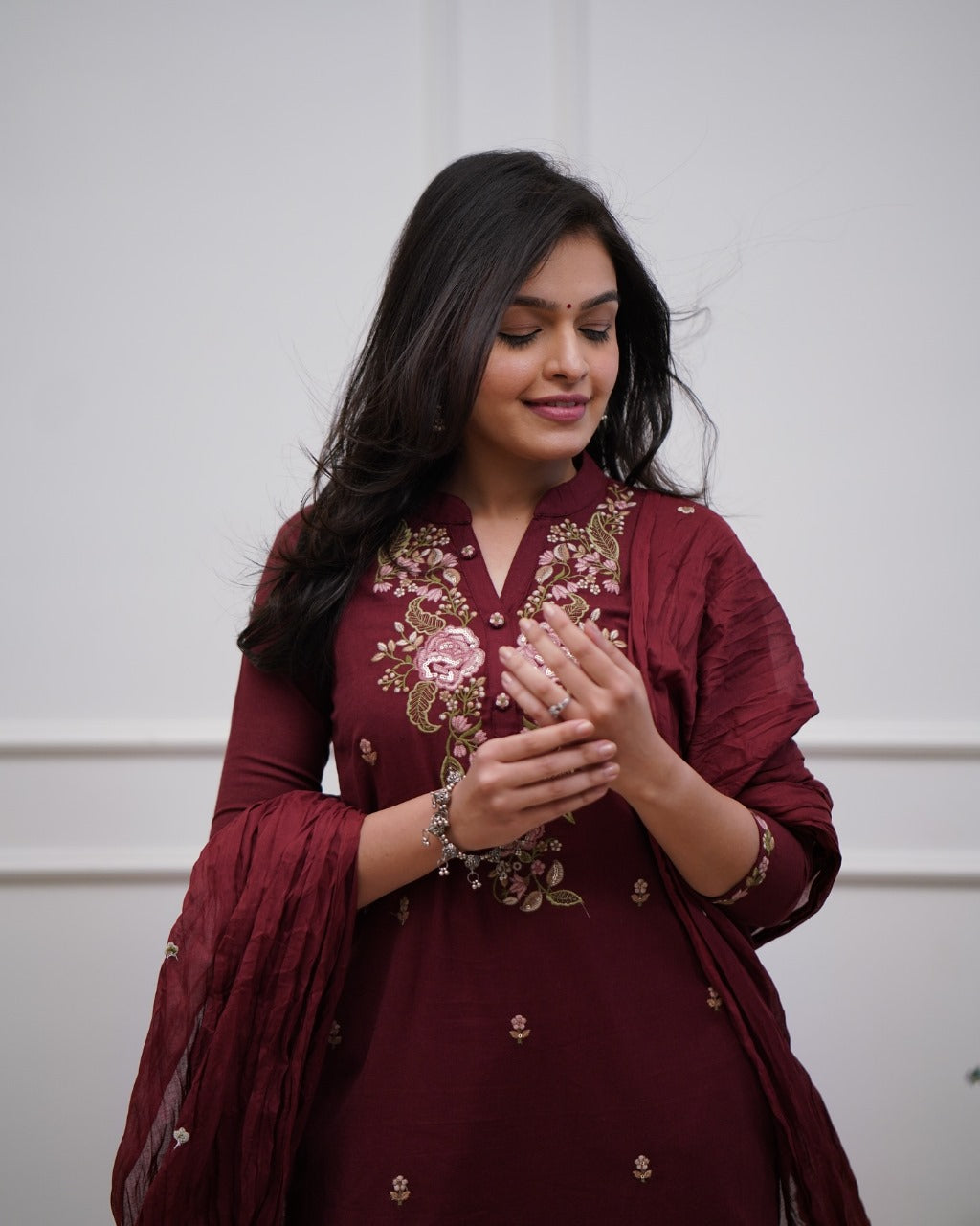 Beautiful Pure Cotton Super Dyed Embroidery Suit
