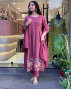 Mauve Pink Embroidered Kurta Set