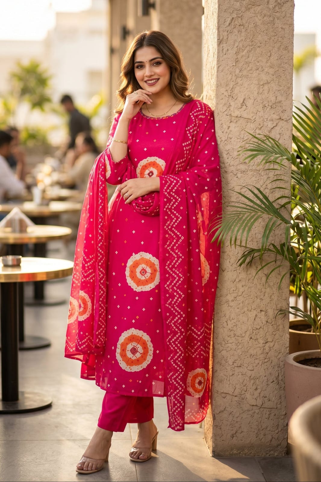 Pink Digital Printed Muslin Kurta and Pant Set with Dupatta