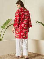 Red Printed Cotton Farshi Salwar Set