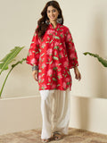 Red Printed Cotton Farshi Salwar Set