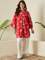 Red Printed Cotton Farshi Salwar Set