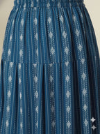 Teal Blue Printed Katha Cotton Farsi Salwar Set