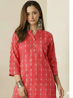 Pale Red Printed Katha Cotton Farsi Salwar Set