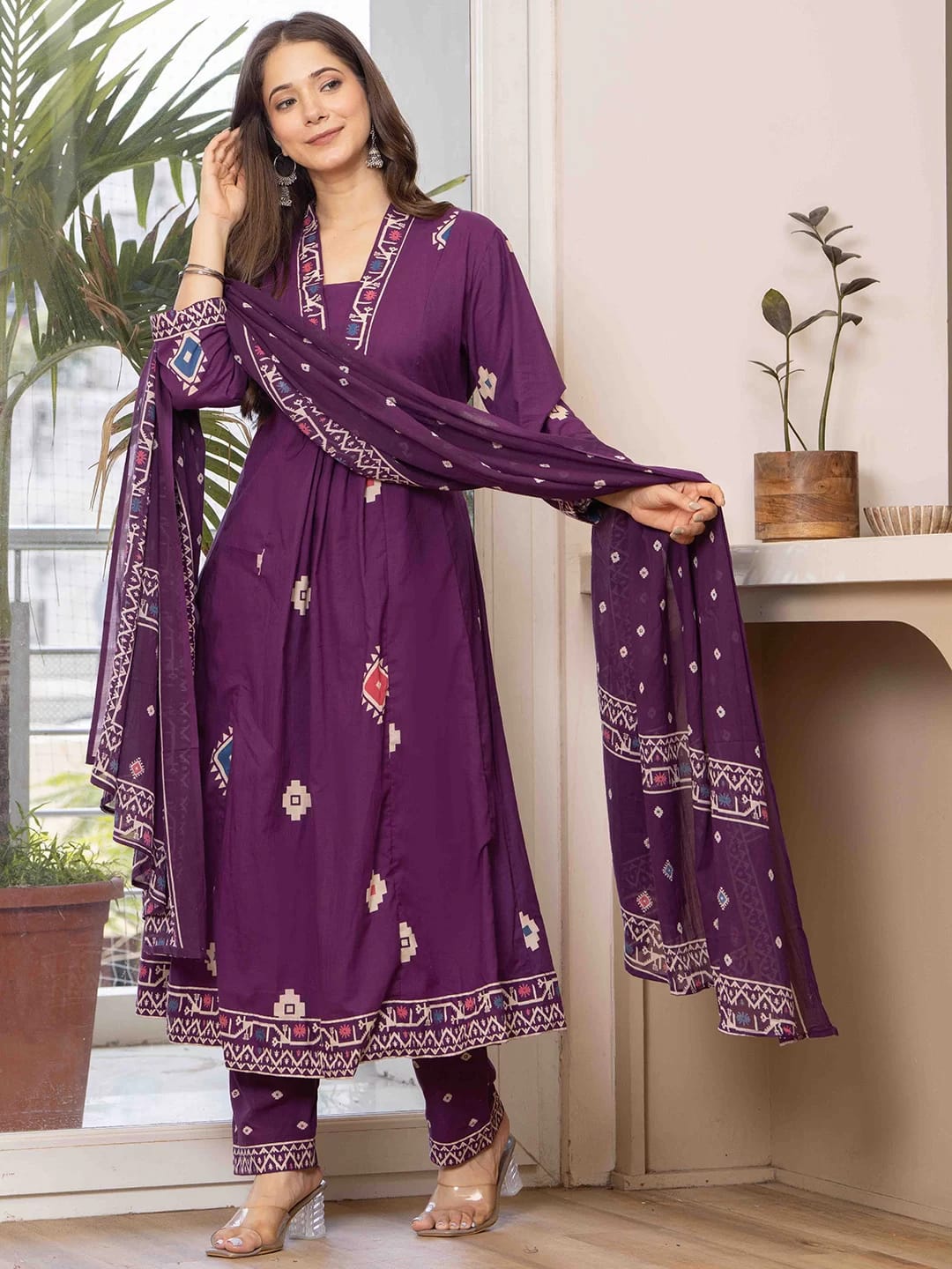 Sm purple cotton kuta set