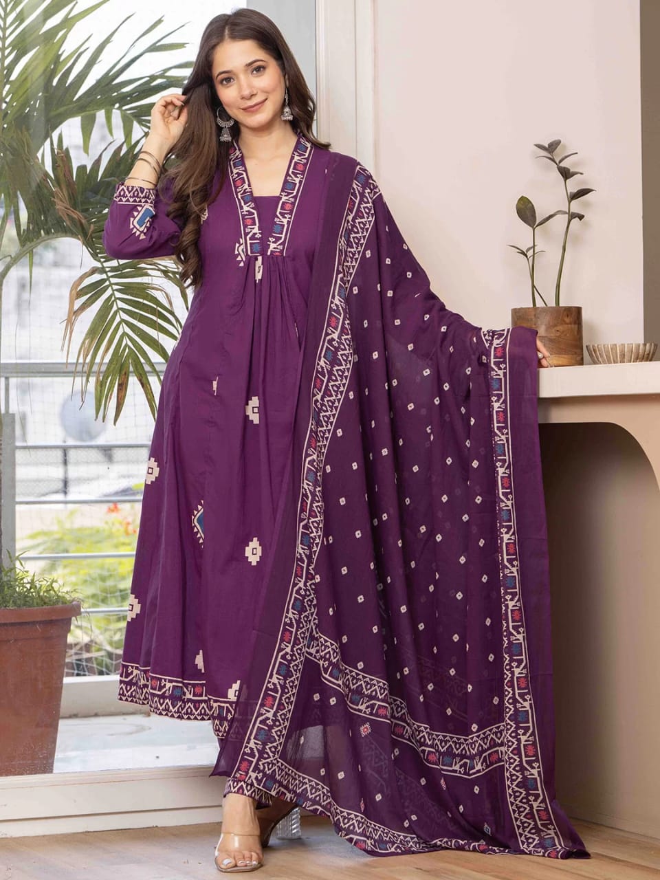 Sm purple cotton kuta set