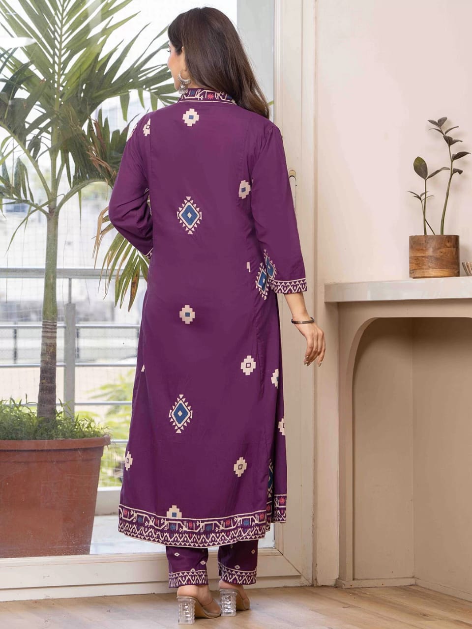 Sm purple cotton kuta set