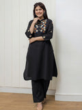 Black Cotton Flex Kurta And Pant Set