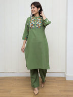 Cotton Flex Kurta Set Features Intricate Floral Embroidery